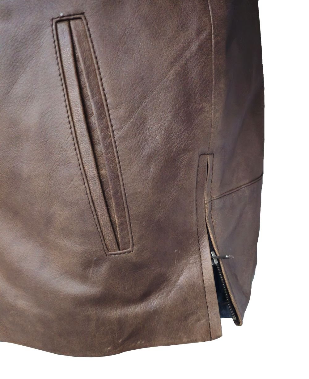 IKHUS Men's Fashion Leather Jacket Brown