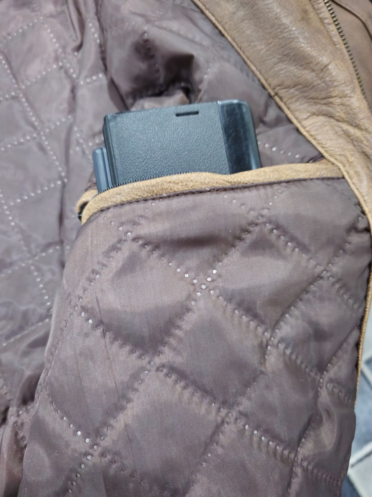 IKHUS Men's Fashion Leather Jacket Brown