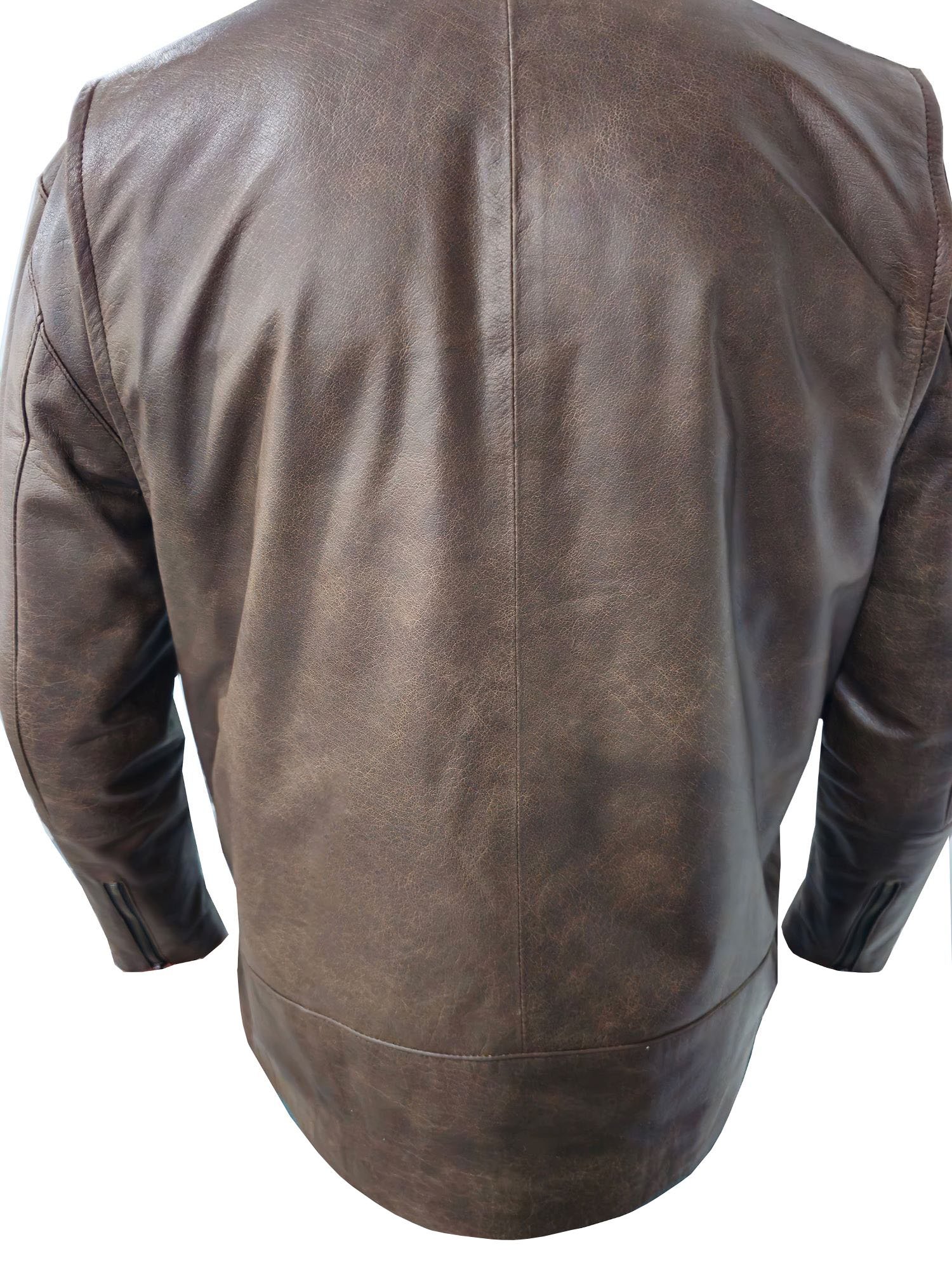 IKHUS Men's Fashion Leather Jacket Brown